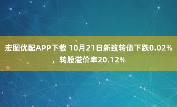 宏图优配APP下载 10月21日新致转债下跌0.02%，转股溢价率20.12%
