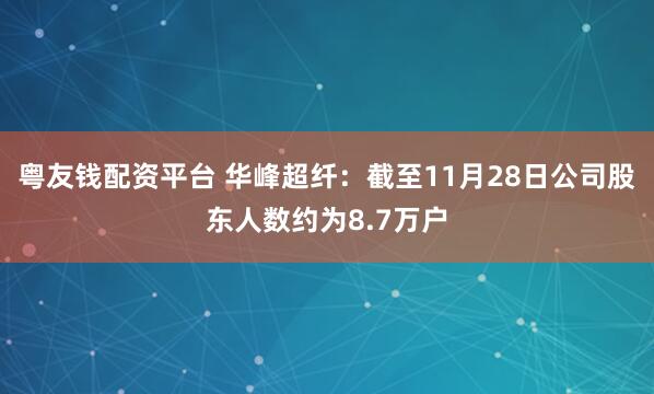 粤友钱配资平台 华峰超纤：截至11月28日公司股东人数约为8.7万户