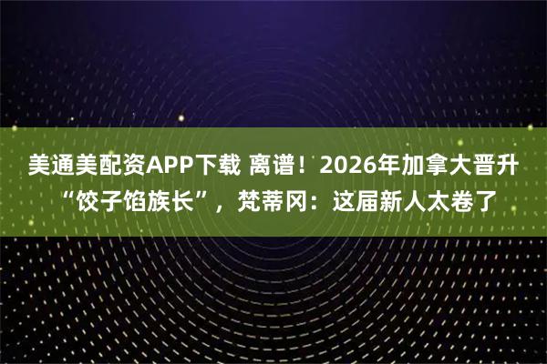 美通美配资APP下载 离谱！2026年加拿大晋升 “饺子馅族长”，梵蒂冈：这届新人太卷了